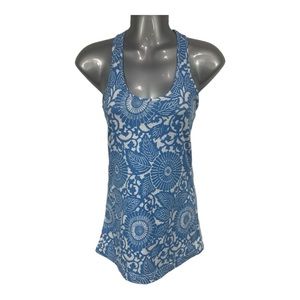 Lululemon Cool Racerback Tank CRB Luon Blue and White Beachy Floral, Size 6